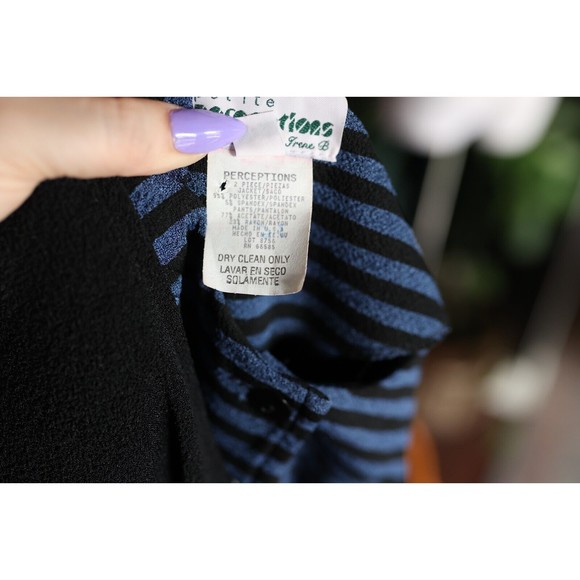 Vintage  Perceptions Womens 6 Pin up Rockabilly stripped button shirt with scarf - Picture 4 of 8